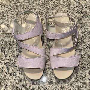 Propet Millie WSX183L Women's US 10D Lavender Leather Wedge Heel Strappy Sandals